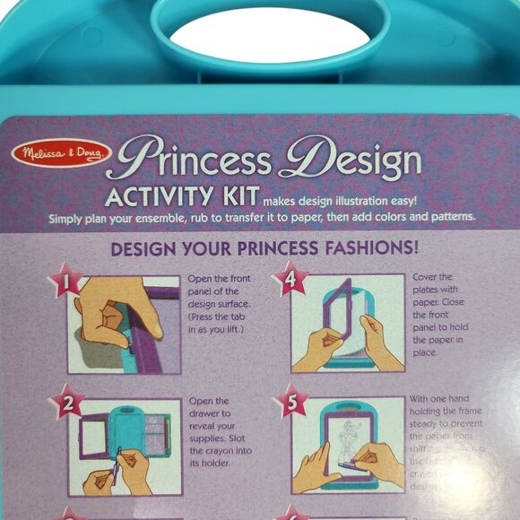 Melissa & Doug Princess Fashion Design Activity Kit Set of 2 Rubbing Arts Crafts - Picture 6 of 8